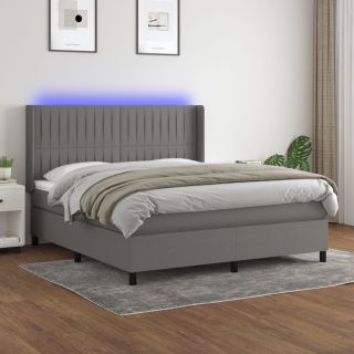 kontinentaalvoodi madrats ja LED, tumehall, 180x200 cm, kangas