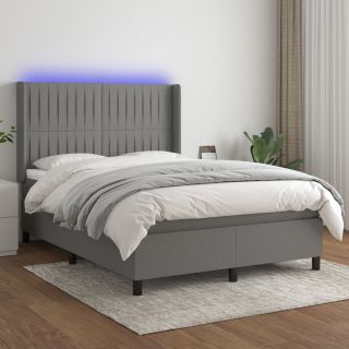 kontinentaalvoodi madrats ja LED, tumehall, 140x190 cm, kangas