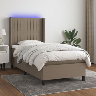 kontinentaalvoodi madrats ja LED, pruunikas, 90x190 cm, kangas