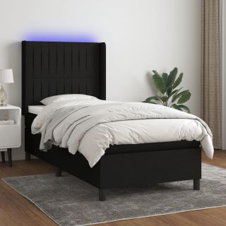 матрас для континентальной кровати и светодиоды, черный, 90x200 см, ткань