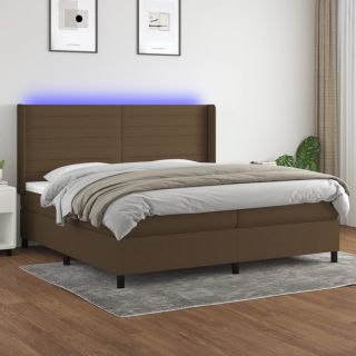 kontinentaalvoodi madrats ja LED, tumepruun, 200x200 cm, kangas