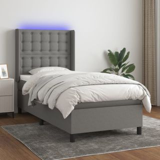 матрас для континентальной кровати и светодиоды, темно-серый, 80x200 см, ткань