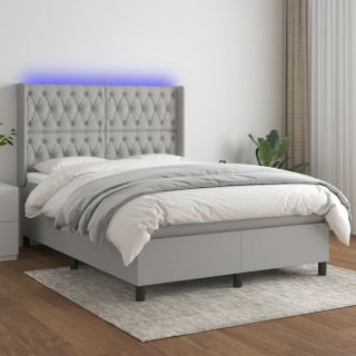 kontinentaalvoodi madrats ja LED, helehall, 140x190 cm, kangas