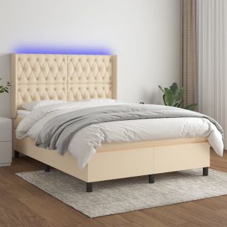 kontinentaalvoodi madrats ja LED, kreemjas, 140x190 cm, kangas