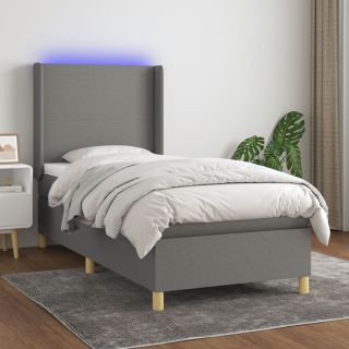 матрас для континентальной кровати и светодиоды, темно-серый, 100x200 см, ткань