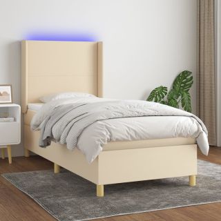 матрас для континентальной кровати и светодиоды, кремовый, 100x200 см, ткань