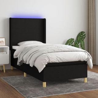 kontinentaalvoodi madrats ja LED, must, 90x190 cm, kangas