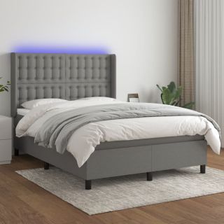 матрас для континентальной кровати и светодиоды, темно-серый, 140x200 см, ткань