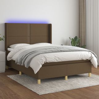 kontinentaalvoodi madrats ja LED, tumepruun, 140x190 cm, kangas