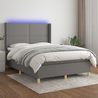 kontinentaalvoodi madrats ja LED, tumehall, 140x190 cm, kangas