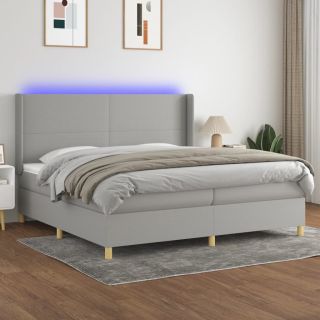 матрас для континентальной кровати и светодиоды, светло-серый, 200x200 см, ткань