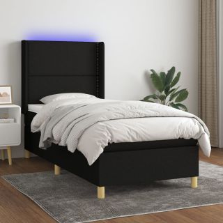 kontinentaalvoodi madrats ja LED, must, 90x190 cm, kangas