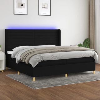 Матрас для континентальной кровати и светодиоды, черный, 200x200 см, ткань