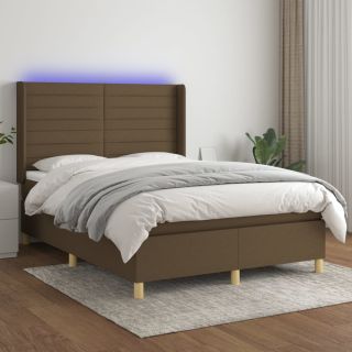 kontinentaalvoodi madrats ja LED, tumepruun, 140x200 cm, kangas
