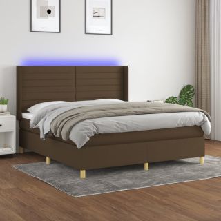 kontinentaalvoodi madrats ja LED, tumepruun, 160x200 cm, kangas