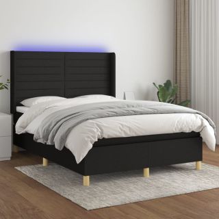 kontinentaalvoodi madrats ja LED, must, 140x190 cm, kangas