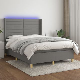 kontinentaalvoodi madrats ja LED, tumehall, 140x190 cm, kangas