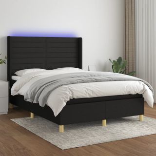 kontinentaalvoodi madrats ja LED, must, 140x200 cm, kangas
