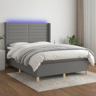 kontinentaalvoodi madrats ja LED, tumehall, 140x200 cm, kangas