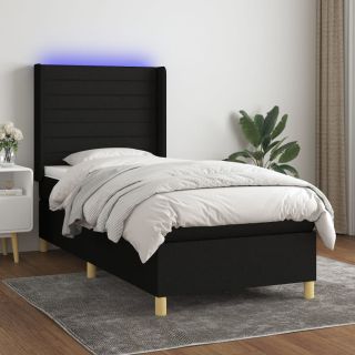 матрас для континентальной кровати и светодиоды, черный, 90x200 см, ткань