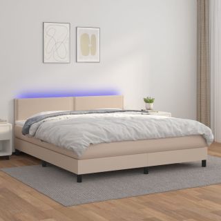 Матрас для континентальной кровати, LED капучино, 180x200 см, искусственная кожа