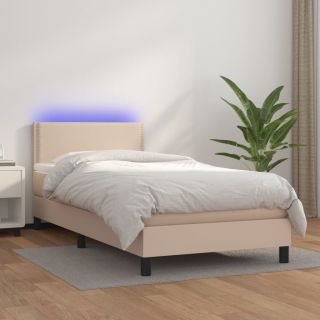 Матрас для континентальной кровати, LED капучино, 90x200 см, искусственная кожа