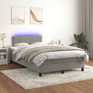 kontinentaalvoodi madrats ja LED, helehall, 120x200 cm, samet
