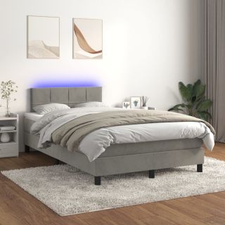 kontinentaalvoodi madrats ja LED, helehall, 120x200 cm, samet