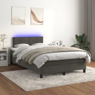 матрас для континентальной кровати и светодиоды, темно-серый, 120x200 см, бархат