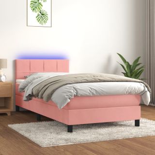 kontinentaalvoodi madrats, LED, roosa, 80x200 cm, samet
