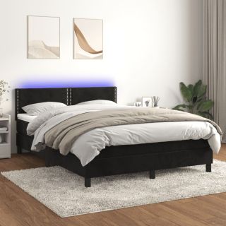 Матрас для континентальной кровати и светодиоды, черный, 140x200 см, бархат