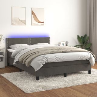 kontinentaalvoodi madrats ja LED, tumehall, 140x200 cm, samet