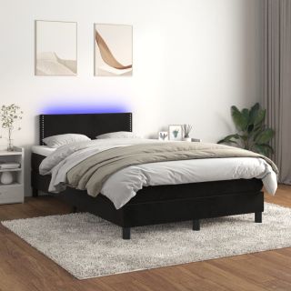 Матрас для континентальной кровати и светодиоды, черный, 120x200 см, бархат