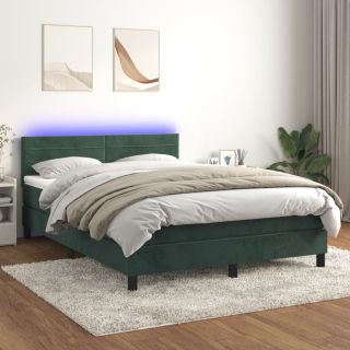 kontinentaalvoodi madrats, LED, tumeroheline, 140x190 cm, samet