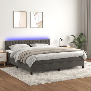 kontinentaalvoodi madrats ja LED, tumehall, 160x200 cm, samet