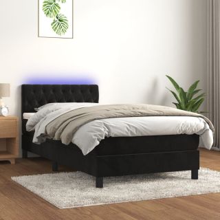 Матрас для континентальной кровати и светодиоды, черный, 100x200 см, бархат
