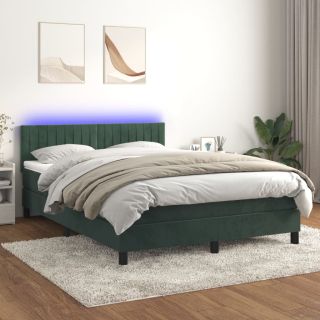 kontinentaalvoodi madrats, LED, tumeroheline, 140x190 cm, samet