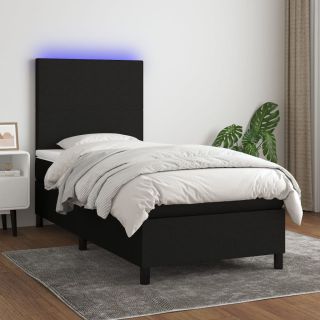 kontinentaalvoodi madrats ja LED, must, 100x200 cm, kangas