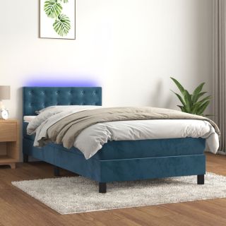 матрас для континентальной кровати, светодиодный, темно-синий, 90x200 см, бархат