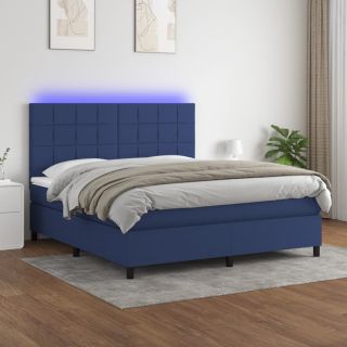 kontinentaalvoodi madrats ja LED, sinine, 160x200 cm, kangas