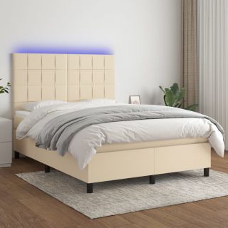 kontinentaalvoodi madrats ja LED, kreemjas, 140x190 cm, kangas