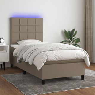 матрас для континентальной кровати и светодиоды, коричневый, 90x200 см, ткань