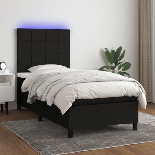kontinentaalvoodi madrats ja LED, must, 100x200 cm, kangas