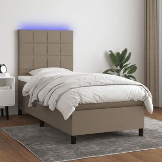 матрас для континентальной кровати и светодиоды, коричневый, 80x200 см, ткань