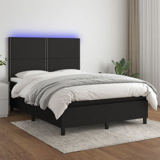 kontinentaalvoodi madrats ja LED, must, 140x200 cm, kangas