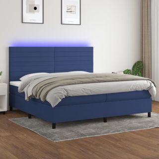 kontinentaalvoodi madrats ja LED, sinine, 200x200 cm, kangas
