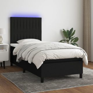 kontinentaalvoodi madrats ja LED, must, 90x190 cm, kangas