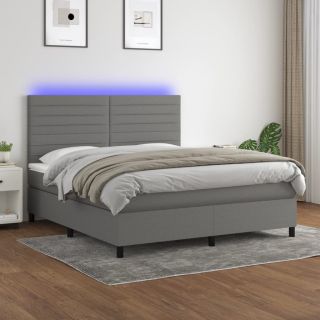 kontinentaalvoodi madrats ja LED, tumehall, 160x200 cm, kangas