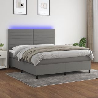 kontinentaalvoodi madrats ja LED, tumehall, 180x200 cm, kangas