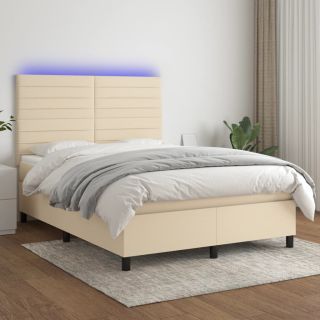kontinentaalvoodi madrats ja LED, kreemjas, 140x190 cm, kangas